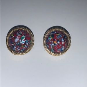 Marble vintage clip on earrings